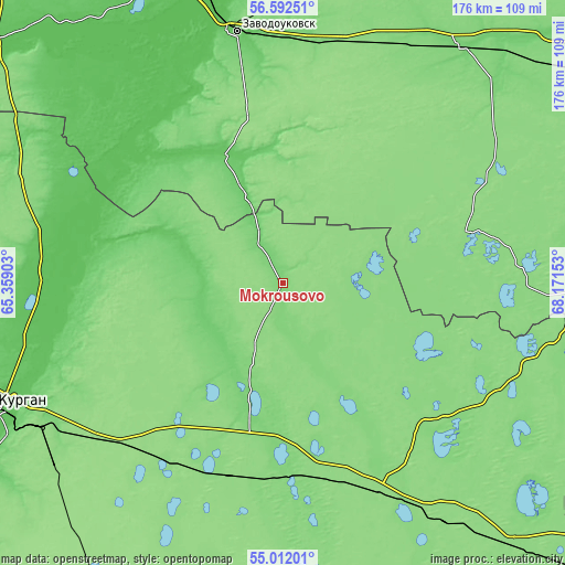 Topographic map of Mokrousovo