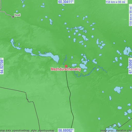 Topographic map of Mezhdurechenskiy