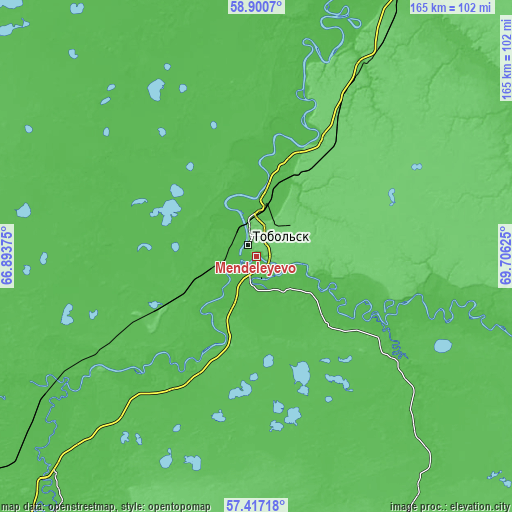 Topographic map of Mendeleyevo