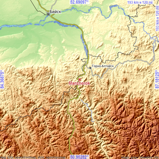 Topographic map of Manzherok