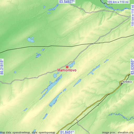 Topographic map of Mamontovo