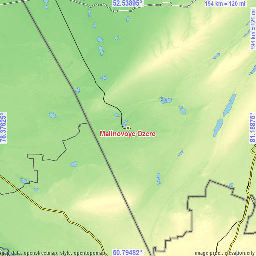 Topographic map of Malinovoye Ozero