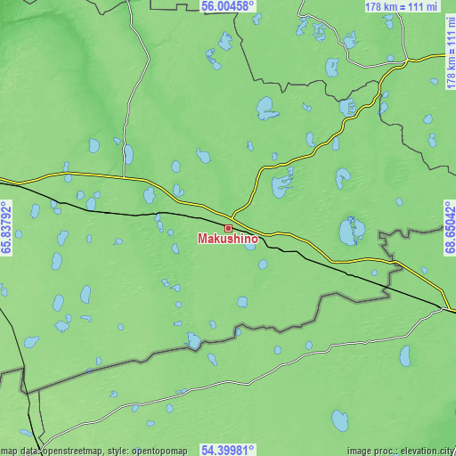 Topographic map of Makushino