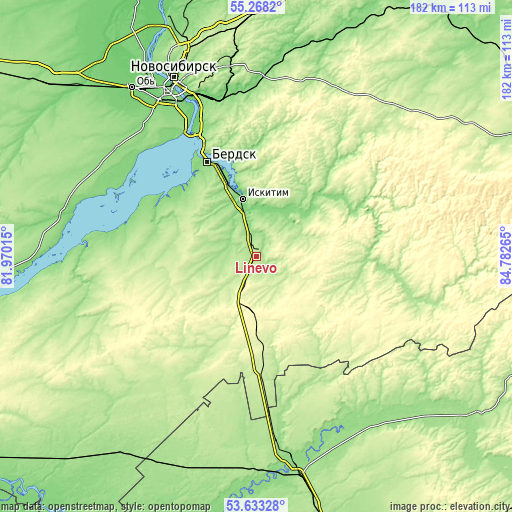 Topographic map of Linëvo