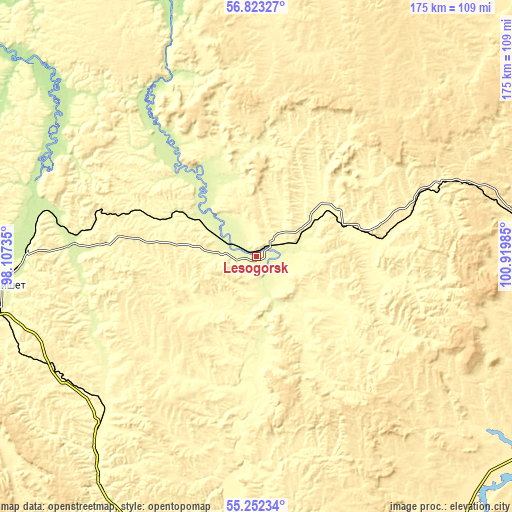 Topographic map of Lesogorsk