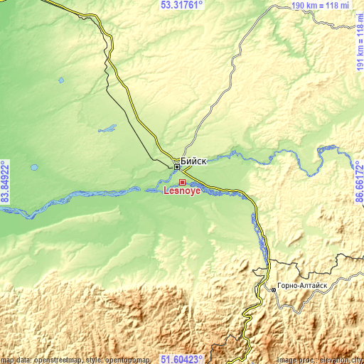 Topographic map of Lesnoye