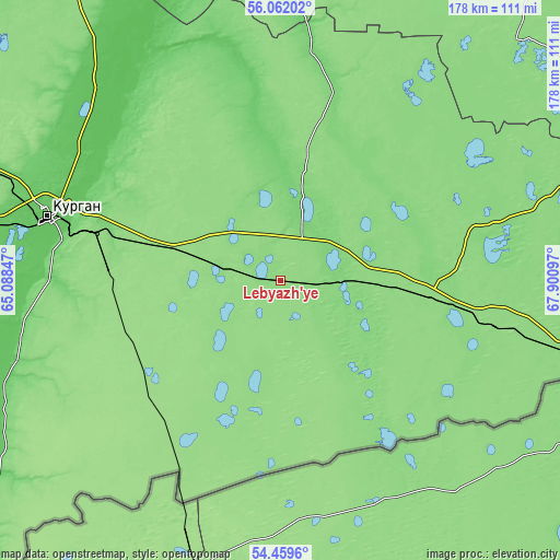 Topographic map of Lebyazh’ye