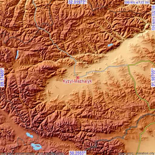 Topographic map of Kyzyl-Mazhalyk