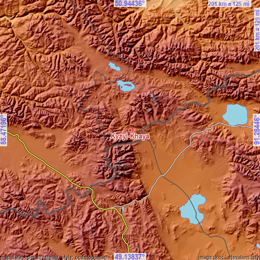 Topographic map of Kyzyl-Khaya