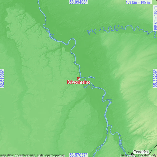 Topographic map of Krivosheino