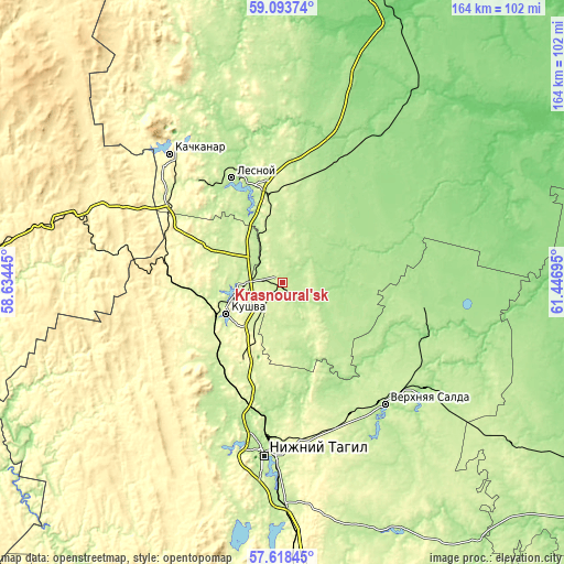 Topographic map of Krasnoural’sk