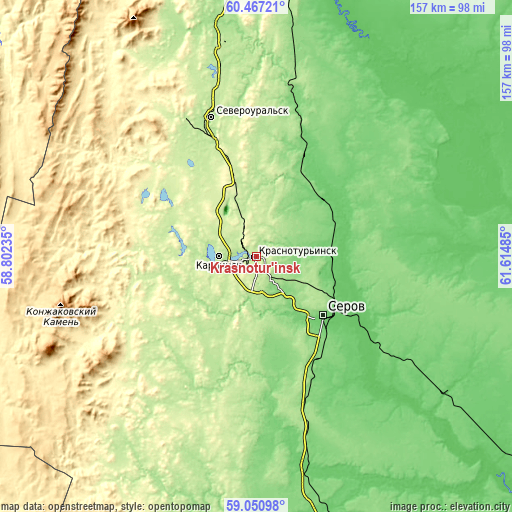 Topographic map of Krasnotur’insk