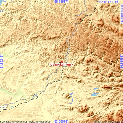 Topographic map of Krasnokamensk