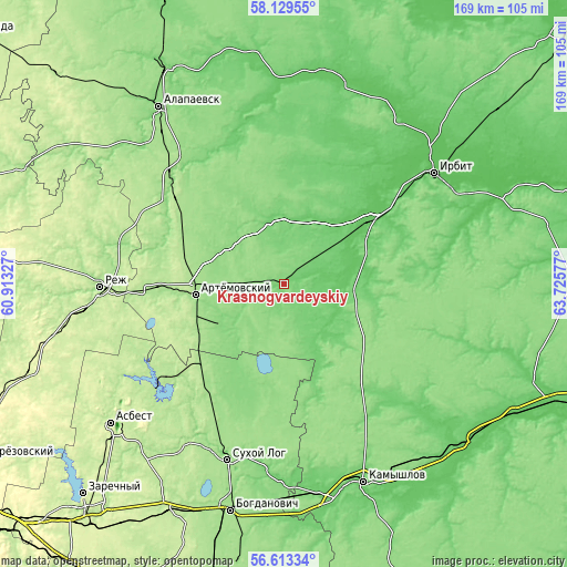 Topographic map of Krasnogvardeyskiy