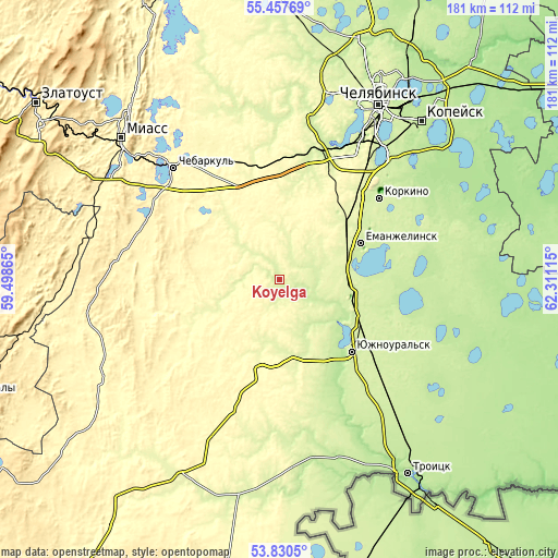 Topographic map of Koyelga