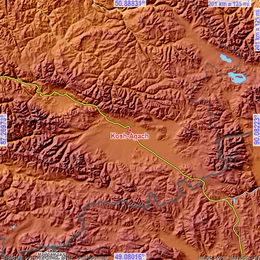 Topographic map of Kosh-Agach