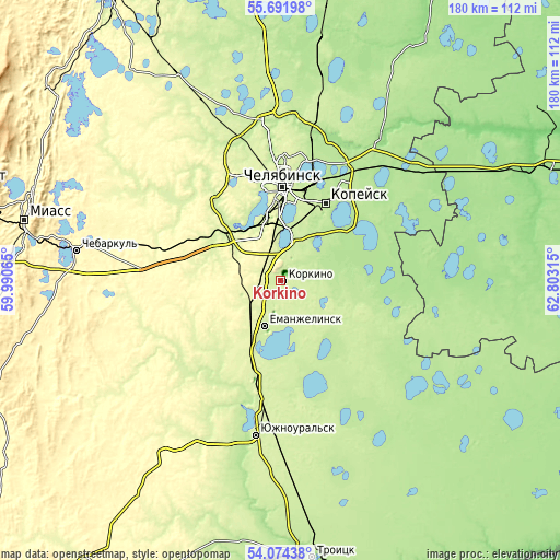 Topographic map of Korkino