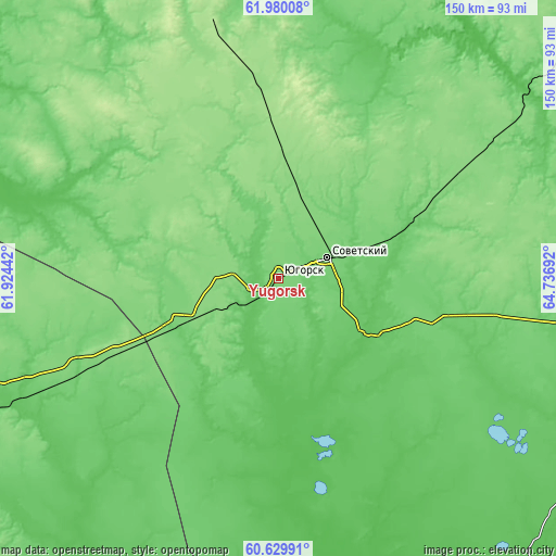 Topographic map of Yugorsk