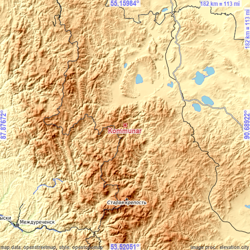 Topographic map of Kommunar