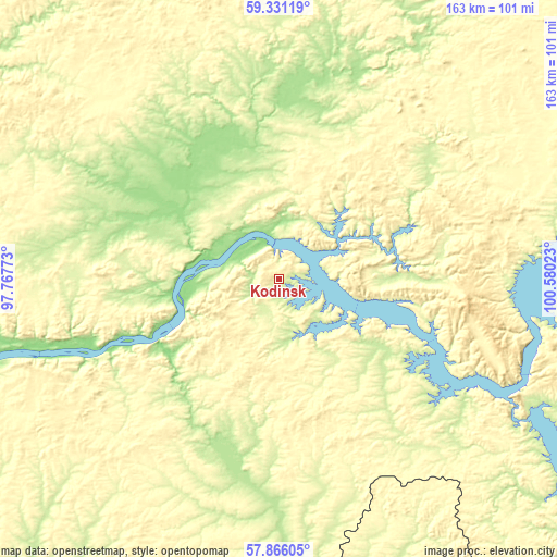 Topographic map of Kodinsk