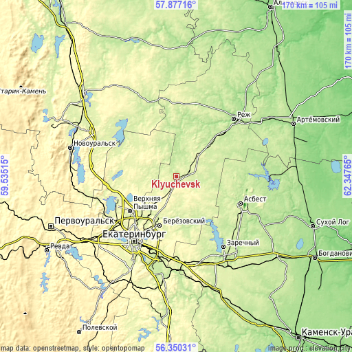 Topographic map of Klyuchevsk