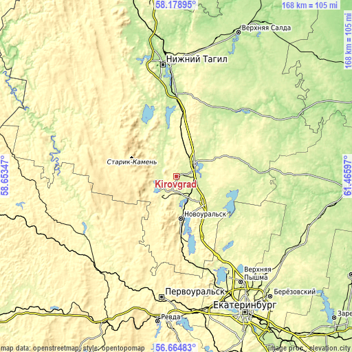 Topographic map of Kirovgrad