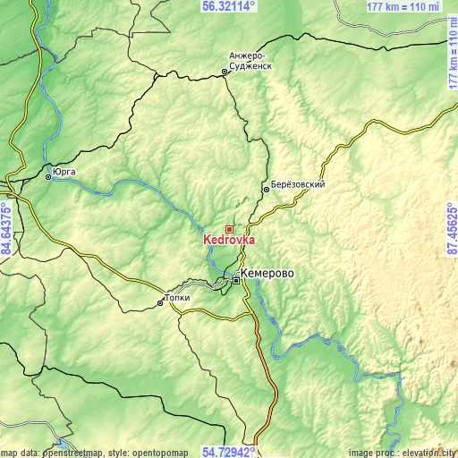 Topographic map of Kedrovka