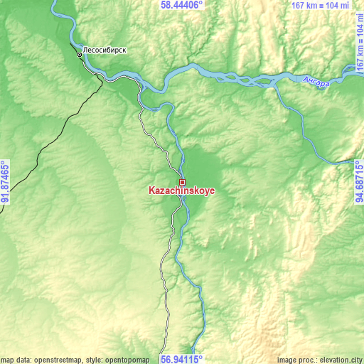 Topographic map of Kazachinskoye