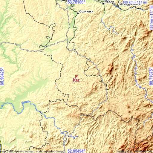 Topographic map of Kaz