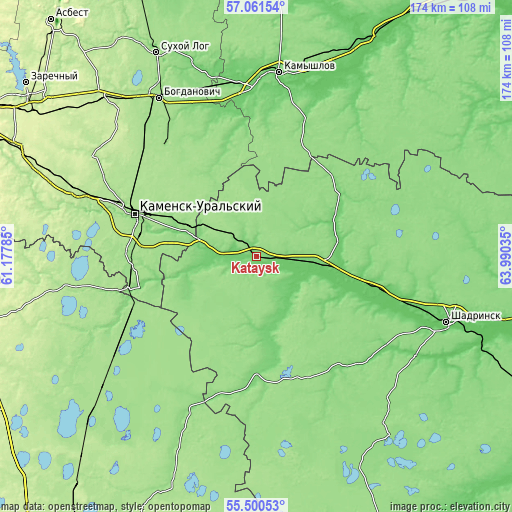 Topographic map of Kataysk