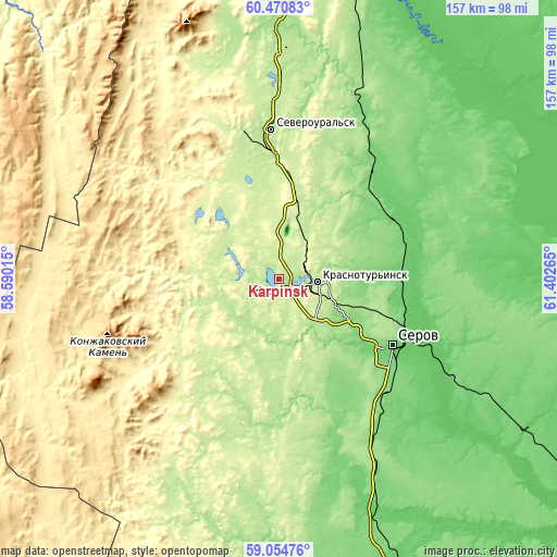 Topographic map of Karpinsk