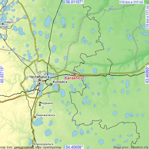 Topographic map of Kanashevo