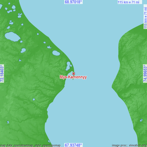 Topographic map of Mys-Kamennyy