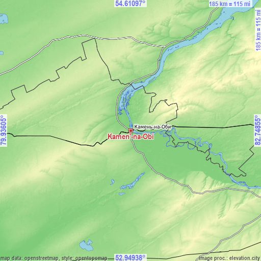 Topographic map of Kamen’-na-Obi