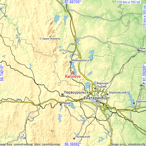 Topographic map of Kalinovo
