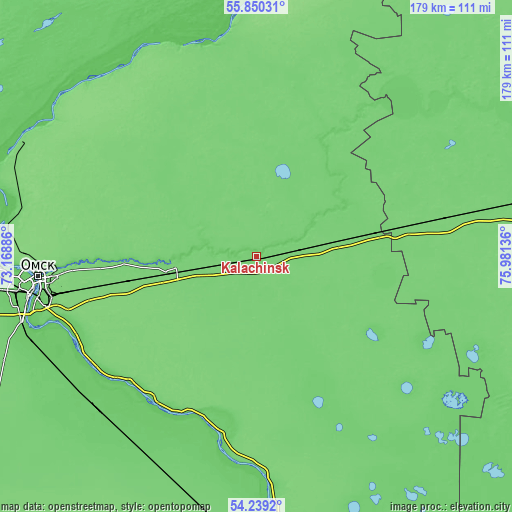 Topographic map of Kalachinsk