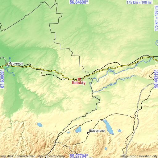 Topographic map of Itatskiy