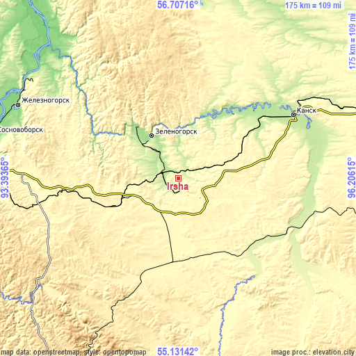 Topographic map of Irsha