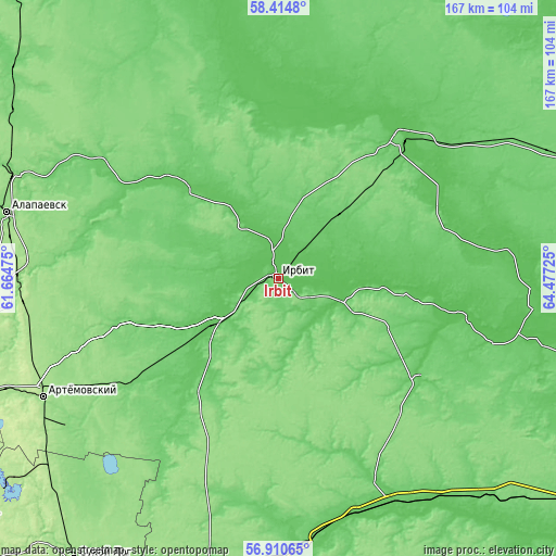 Topographic map of Irbit