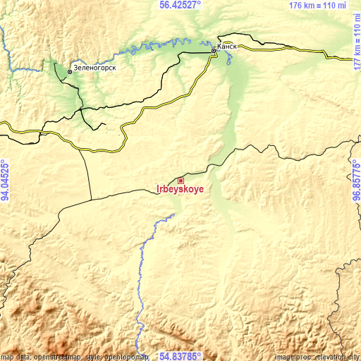 Topographic map of Irbeyskoye