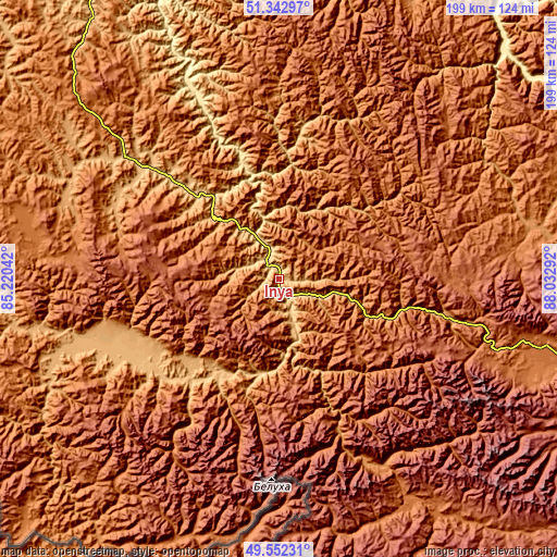 Topographic map of Inya