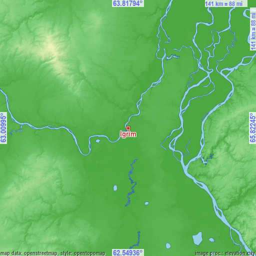 Topographic map of Igrim