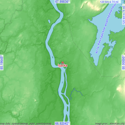 Topographic map of Igarka