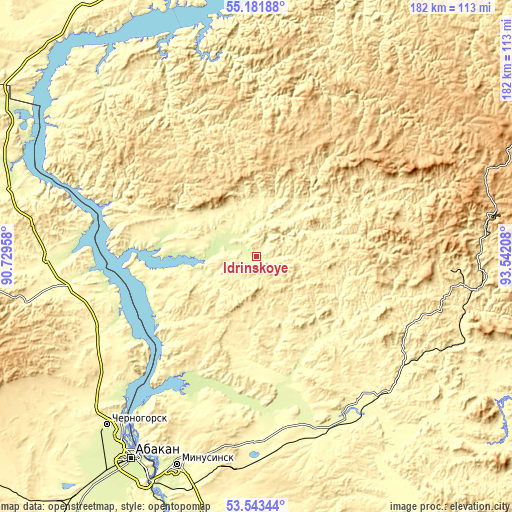 Topographic map of Idrinskoye