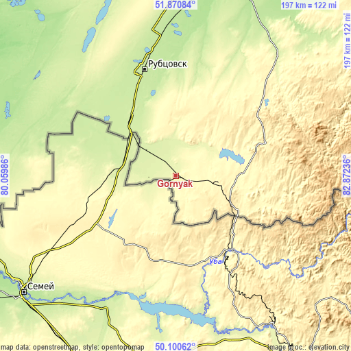 Topographic map of Gornyak