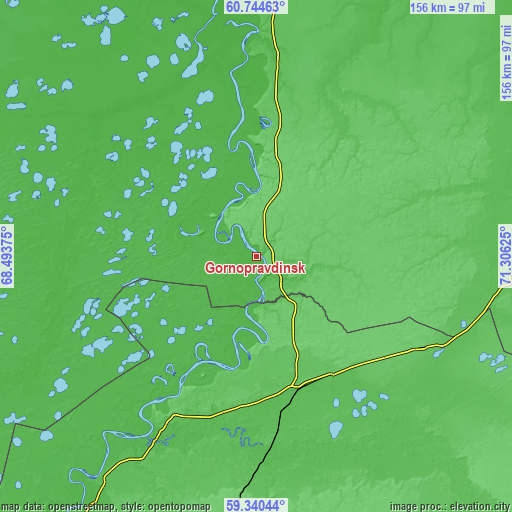 Topographic map of Gornopravdinsk