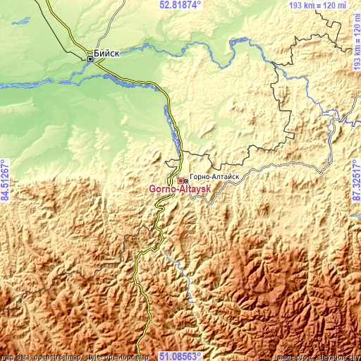 Topographic map of Gorno-Altaysk