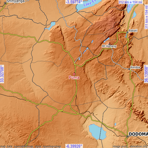 Topographic map of Puma