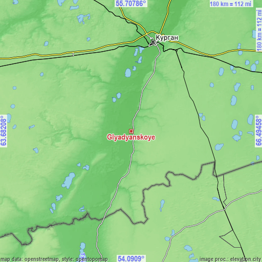 Topographic map of Glyadyanskoye