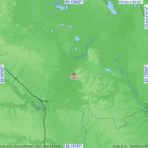 Topographic map of Gari